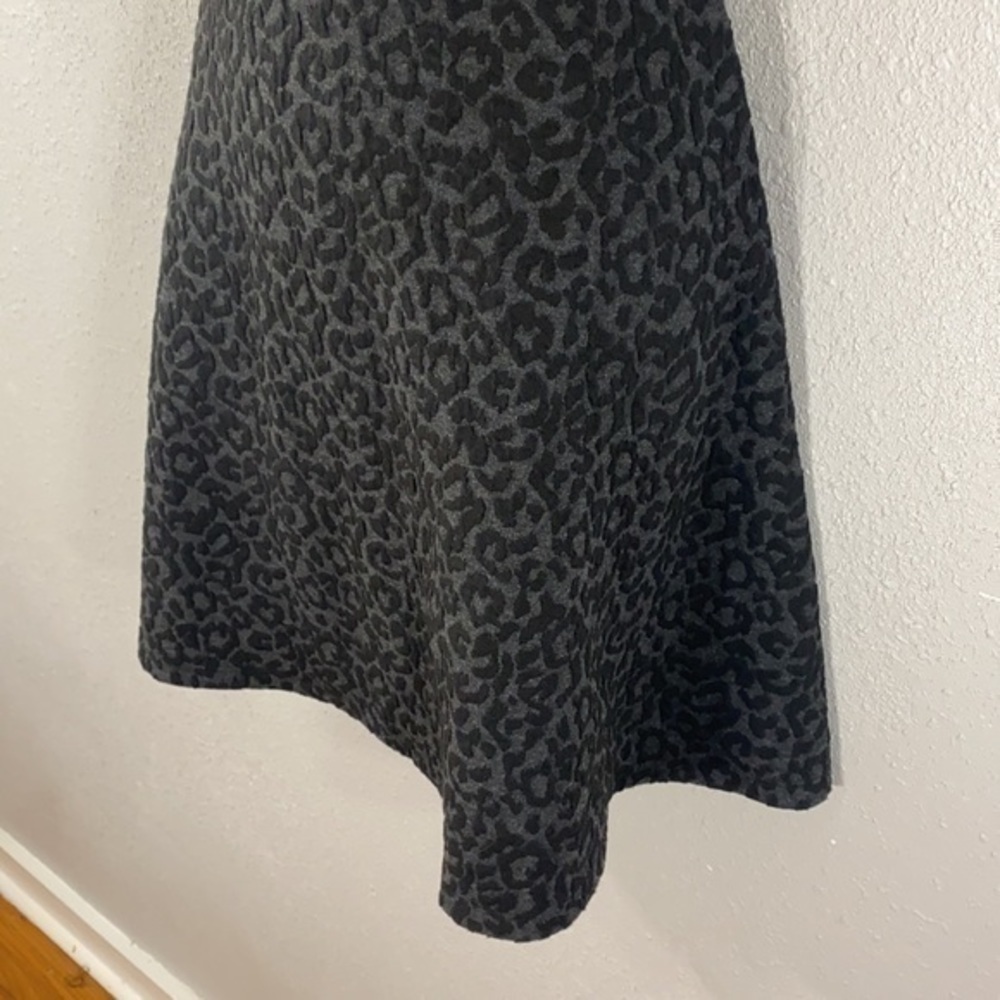 NWT Loft gray black leopard textured flare dress - Picture 8 of 14